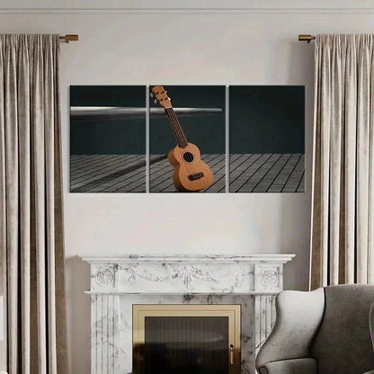 3pcs Guitar Musical Instrument Decoration Wall Art Set Canvas Framed 40x60cm - High Quality Print 100% Australian Made Wall Canvas Ready to Hang