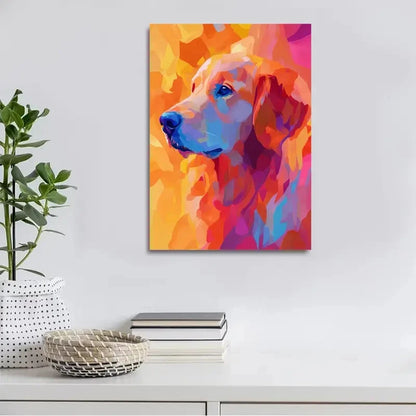 Abstract Art Pet Golden Retrieve Painting 40x60cm Metal Print Ready to Hang