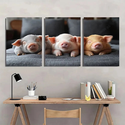 3pcs Animal Pig Sheep Cows Farmhouse Metal Print Ready to Hang Art