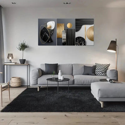 3pcs Modern Abstract Geometric Metal Print Ready to Hang Art