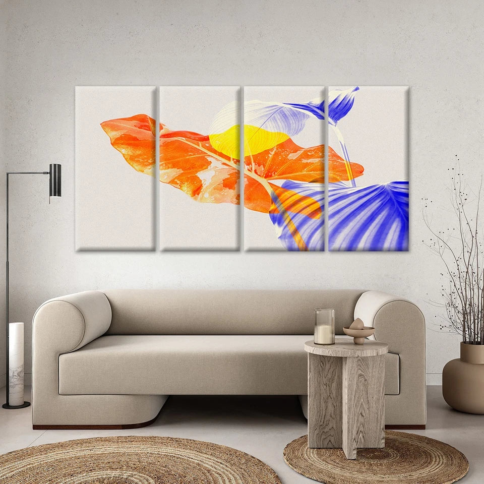 4pcs Double Exposure Tropical Leaves Abstract Wall Art Canvas Framed 45x80cm - High Quality Print 100% Australian Made Wall Canvas Ready to Hang