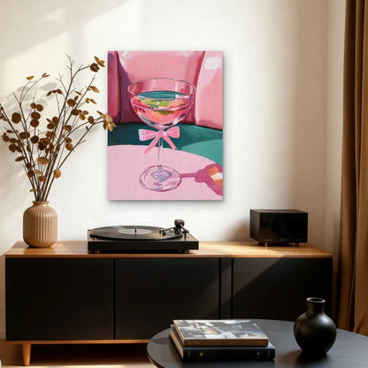 Espresso Martini with a Pink Bow 40x60cm Metal Print Ready to Hang