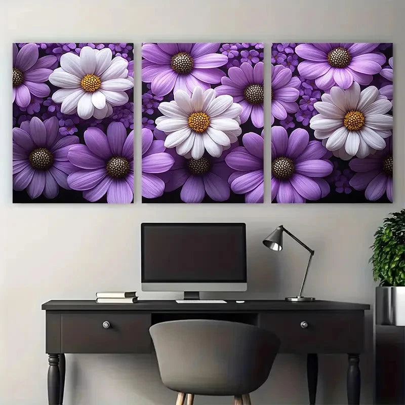 3pcs Elegant Marguerite Daisy Décor Perfect Wall Art Set Canvas Framed 60x90cm - High Quality Print 100% Australian Made Wall Canvas Ready to Hang
