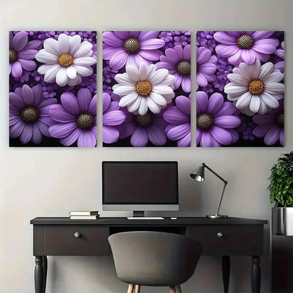 3pcs Elegant Marguerite Daisy Décor Perfect Wall Art Set Canvas Framed 60x90cm - High Quality Print 100% Australian Made Wall Canvas Ready to Hang