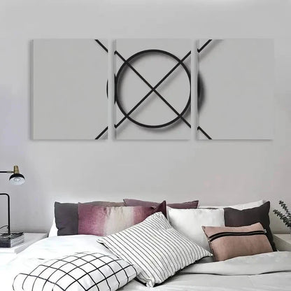 3pcs Abstract Geometric Design Black & White Wall Art Set Canvas Framed 50x70cm - High Quality Print 100% Australian Made Wall Canvas Ready to Hang