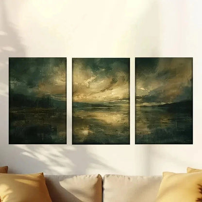 3pcs Dark Gothic Clouds Wall Art Set Canvas Framed 60x90cm - High Quality Print 100% Australian Made Wall Canvas Ready to Hang