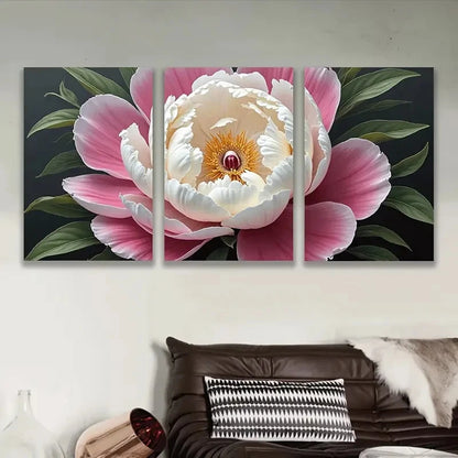 3pcs Pink And White Flower Abstract Wall Art Set Canvas Framed 60x90cm - High Quality Print 100% Australian Made Wall Canvas Ready to Hang