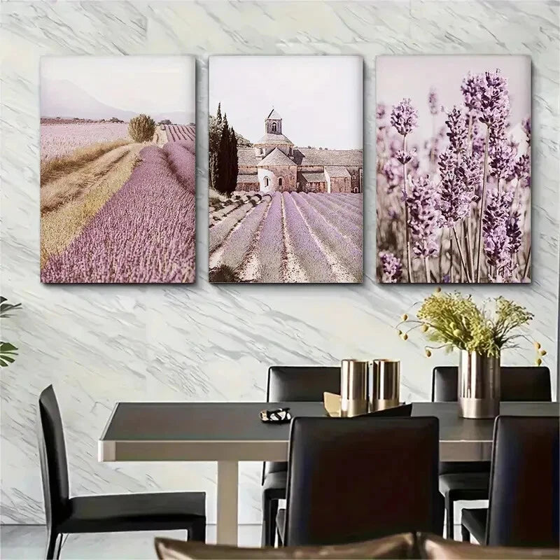 3pcs Provence Gallery Square Lavender Metal Print Ready to Hang Art