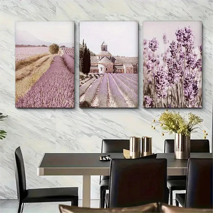 3pcs Provence Gallery Square Lavender Metal Print Ready to Hang Art