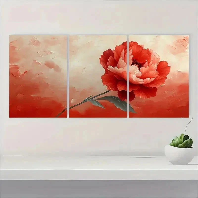 3pcs Two Toned Carnation Beige Perfect Wall Art Set Canvas Framed 50x70cm - High Quality Print 100% Australian Made Wall Canvas Ready to Hang