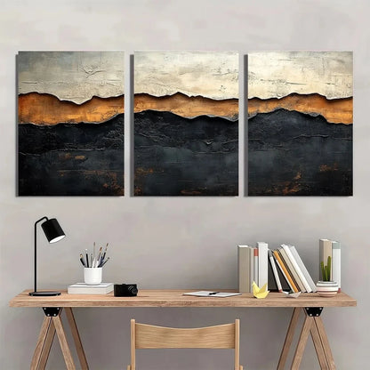 3pcs Neutral Tones Earth Colors Painting Wall Art Set Canvas Framed 40x60cm - High Quality Print 100% Australian Made Wall Canvas Ready to Hang