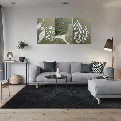 3pcs Abstract Leaf Botanical Green Metal Print Ready to Hang Art