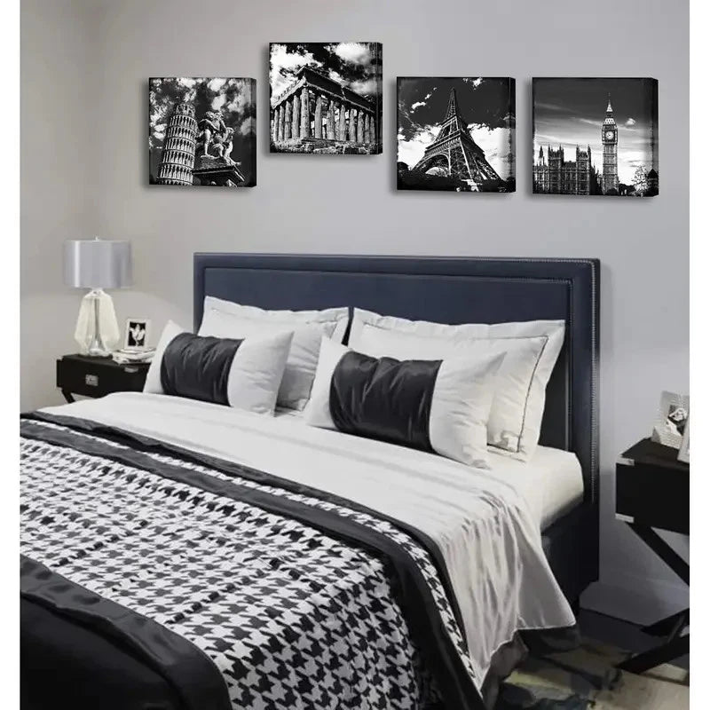 4pcs Leaning Tower Of Pisa Wall Art Canvas Framed