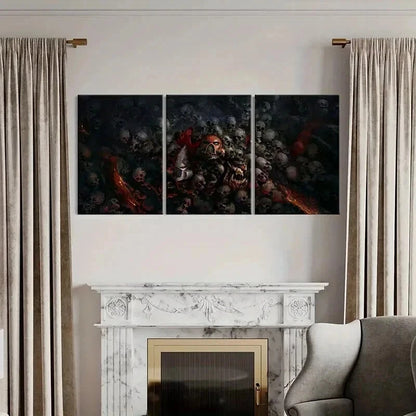 3pcs Fantasy Figures Skeletons Game Characters Wall Art Set Canvas Framed 40x60cm - High Quality Print 100% Australian Made Wall Canvas Ready to Hang