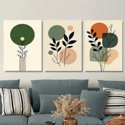 3pcs Modern Abstract Botanical Minimalist Plant Wall Art Set Canvas Unframed - High Quality Print 100% Australian Made Wall Canvas