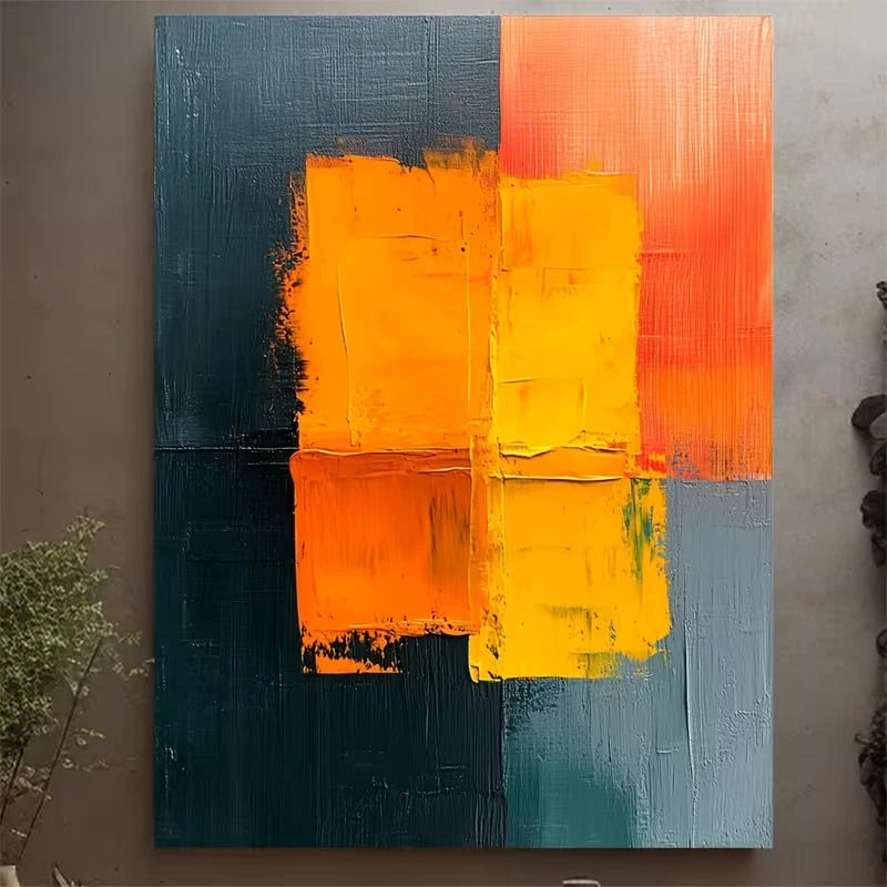 Vibrant Orange Abstract Expressionist Painting Metal Print Ready to Hang