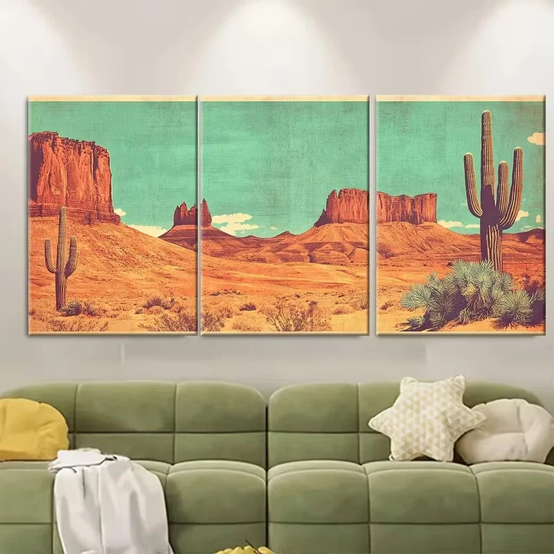 3pcs Vintage Arizona Desert Travel Metal Print Ready to Hang Art