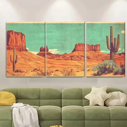 3pcs Vintage Arizona Desert Travel Metal Print Ready to Hang Art