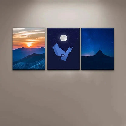 3pcs Sunrise & Nighttime Adventure Perfect Wall Art Set Canvas Framed 40x60cm - High Quality Print 100% Australian Made Wall Canvas Ready to Hang