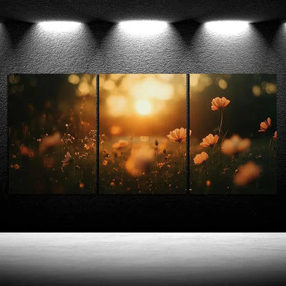 3pcs Flowers Under The Sunshine Metal Print Ready to Hang Art