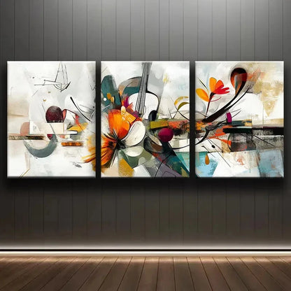 3pcs Vibrant Colorful Design With Geometric Wall Art Set Canvas Framed 40x60cm - High Quality Print 100% Australian Made Wall Canvas Ready to Hang