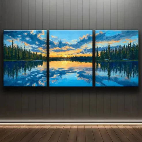3pcs Colorful Lakes of Alaska Scenery Perfect Wall Art Set Canvas Unframed - High Quality Print 100% Australian Made Wall Canvas
