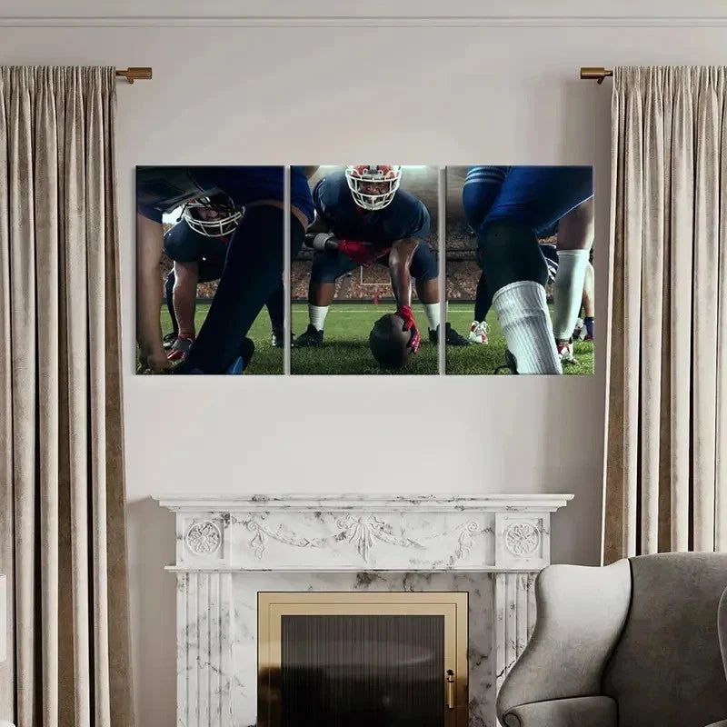 3pcs Rugby Players Football Decor Wall Art Set Canvas Framed 40x60cm - High Quality Print 100% Australian Made Wall Canvas Ready to Hang
