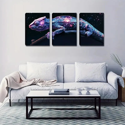 3pcs Chameleon Cosmic Triptych Abstract Perfect Wall Art Set Canvas Framed 40x60cm - High Quality Print 100% Australian Made Wall Canvas Ready to Hang