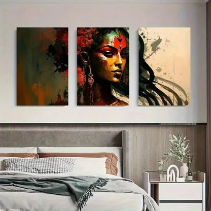 3pcs Abstract Woman Modern Vibrant Perfect Wall Art Set Canvas Unframed - High Quality Print 100% Australian Made Wall Canvas
