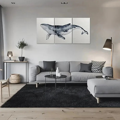 3pcs Modern Ocean Animal Whale Watercolor Metal Print Ready to Hang Art