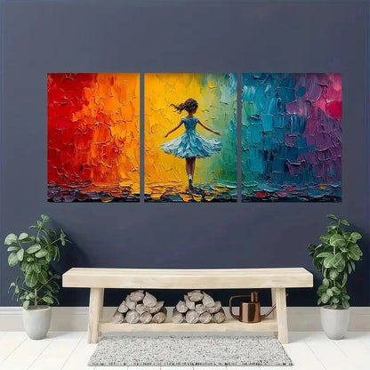 3pcs Cute Little Ballerina Abstract Girl Wall Art Set Canvas Framed 40x60cm - High Quality Print 100% Australian Made Wall Canvas Ready to Hang