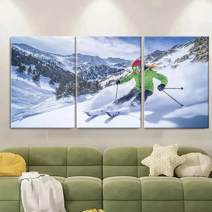 3pcs Andorra Arcalis Skiing Landscape FG  Wall Art Set Canvas Framed 50x70cm - High Quality Print 100% Australian Made Wall Canvas Ready to Hang