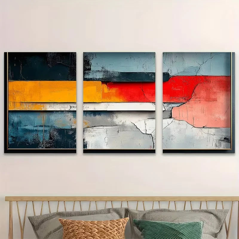 3pcs Muted Colors, Urban Sophistication Metal Print Ready to Hang Art