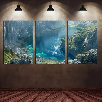 3pcs Central Asia High Mountain Metal Print Ready to Hang Art