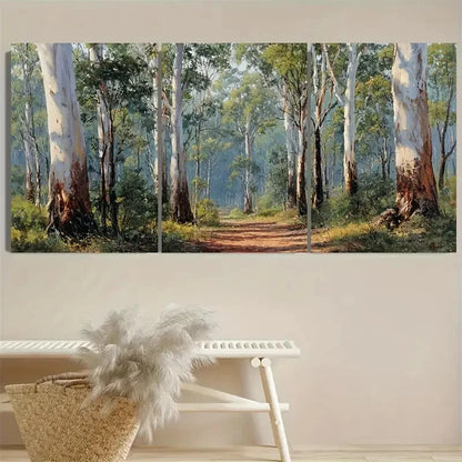 3pcs Serene Eucalyptus Gum Tree Painting Wall Art Set Canvas Framed 60x90cm - High Quality Print 100% Australian Made Wall Canvas Ready to Hang