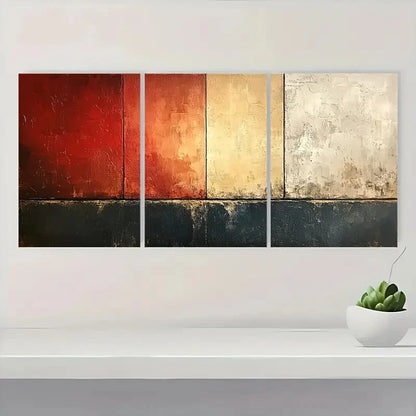3pcs Brown & Beige Geometric Abstract Texture A   Wall Art Set Canvas Framed 60x90cm - High Quality Print 100% Australian Made Wall Canvas Ready to Hang