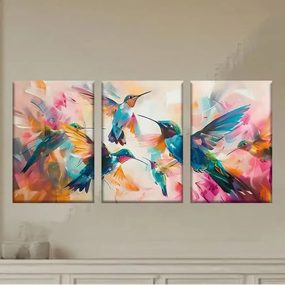 3pcs Hummings in Flight Wall Art Set Canvas Unframed - High Quality Print 100% Australian Made Wall Canvas