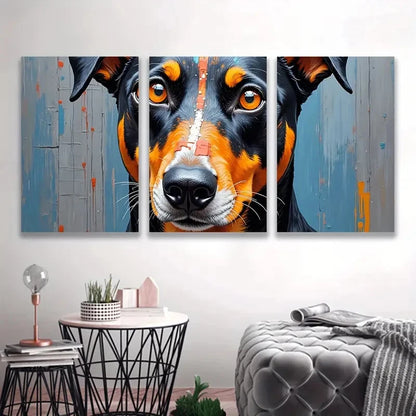 3pcs Doberman Dog Paintings Wall Art Set Canvas Framed 40x60cm - High Quality Print 100% Australian Made Wall Canvas Ready to Hang