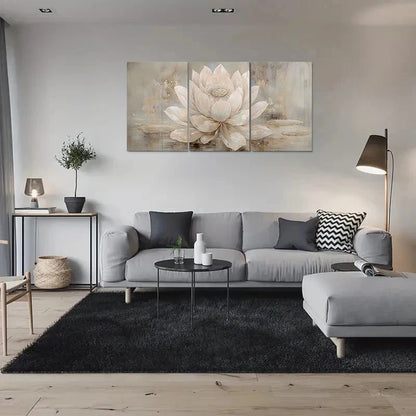 3pcs Abstract for Lotus Flower Modern Metal Print Ready to Hang Art