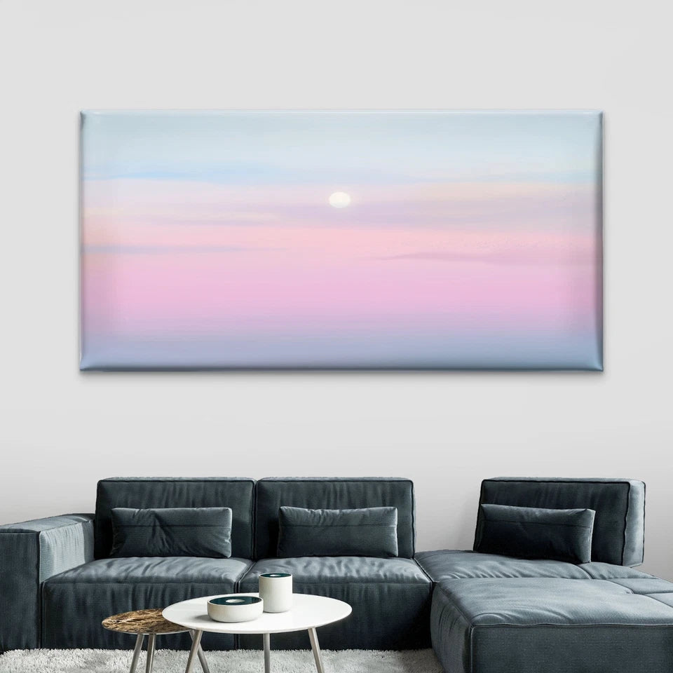 Sunset Background Pastel Sky Wall Art Canvas Office Home Room Framed 120x60cm