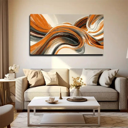Minimalist Orange Black White G Wall Art Canvas Office Home Room Framed 120x60cm