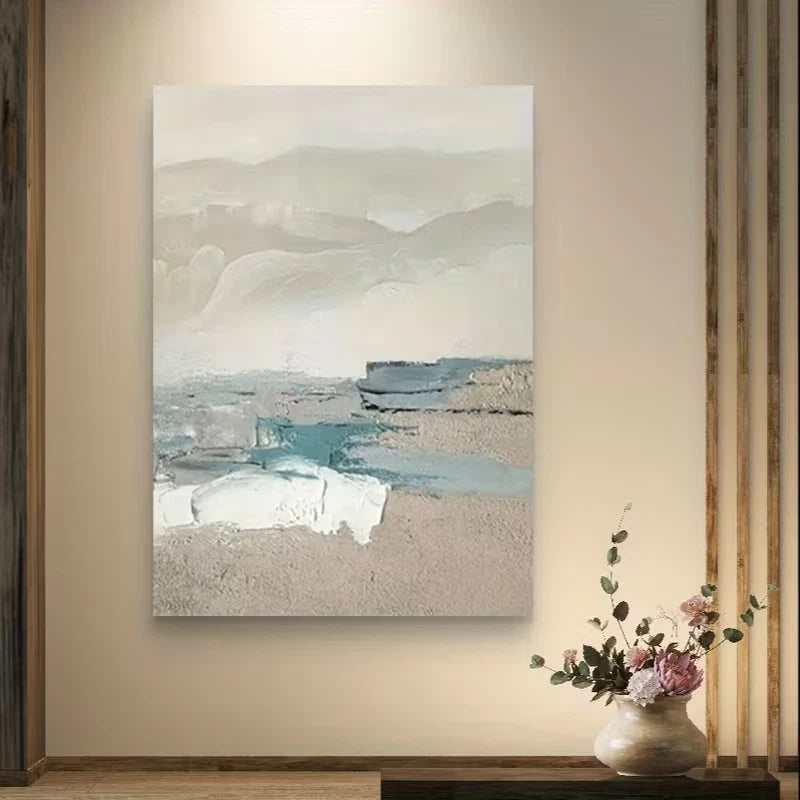 Abstract Landscape Soft Pastel Tones Metal Print Ready to Hang