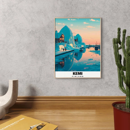 Kemi Finland Winter Arctic Landscape Snowy Travel Poster Print Wall Art