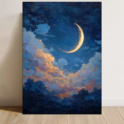 Celestial Crescent Moon Metal Print Ready to Hang