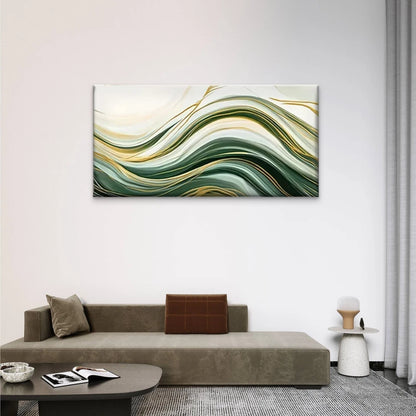Green & Yellow Swirls Gradient Wall Art Canvas Office Home Room Framed 120x60cm