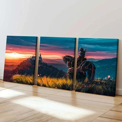3pcs The Witcher Game Character Painting Wall Art Set Canvas Framed 40x60cm - High Quality Print 100% Australian Made Wall Canvas Ready to Hang