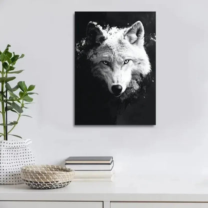 Beautiful Snow Wolf Abstract Contemporary Painting 40x60cm Metal Print Ready to Hang