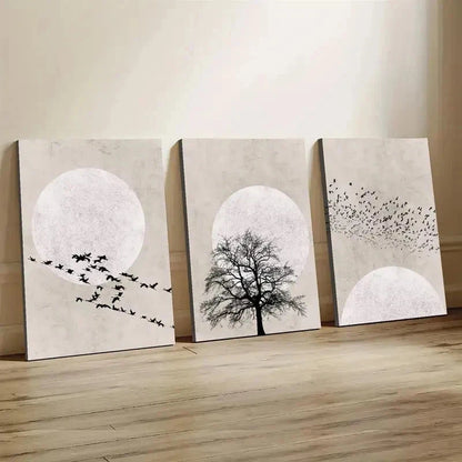 3pcs Sun Silhouette Prints, NordicWall Art Set Canvas Framed 40x60cm - High Quality Print 100% Australian Made Wall Canvas Ready to Hang