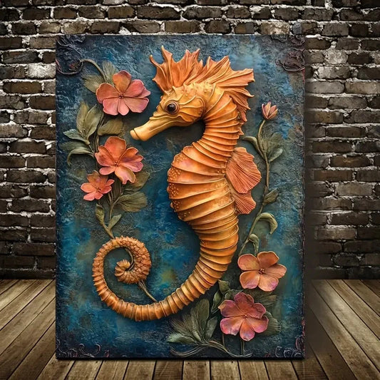 Beautiful Featuring a Seahorse Painting  40x60cm Metal Print Ready to Hang