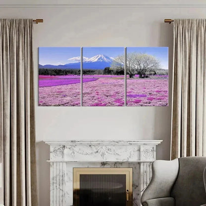 3pcs Mount Fuji & Flower Fields Landscape Wall Art Set Canvas Framed 40x60cm - High Quality Print 100% Australian Made Wall Canvas Ready to Hang